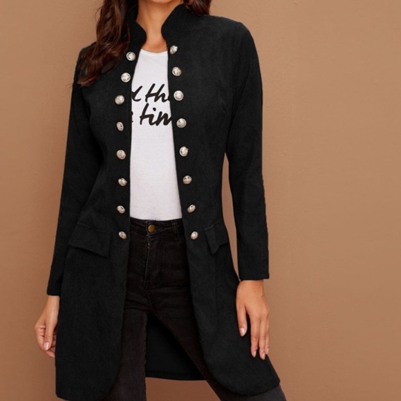 Coffee Brown Button Detail Open Front Corduroy Jacket Shacket - Picture 10 of 13